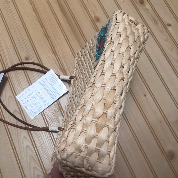 Woven Straw Sequin Butterfly Dragonfly Purse NWT - Picture 12 of 13